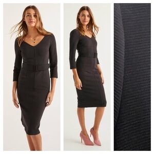 Boden Black Ottoman V-neck Margie Dress